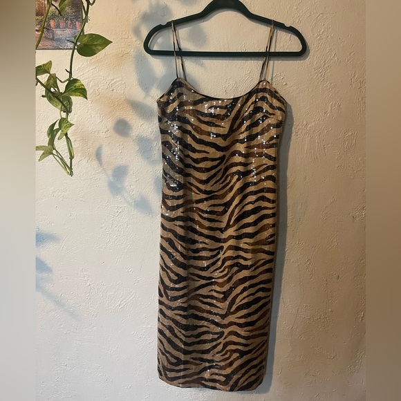 J.Crew Collection Sequin Zebra Print Dress - Picture 1 of 7